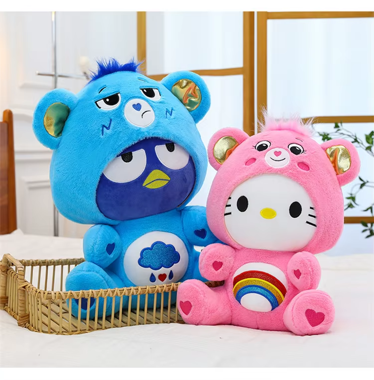 Cartoon Care Bears Cross-Dressing Hello Kitty Big Plush Toy Rainbow Bear Plush Doll Bedroom Pillow Kid Birthday Gift