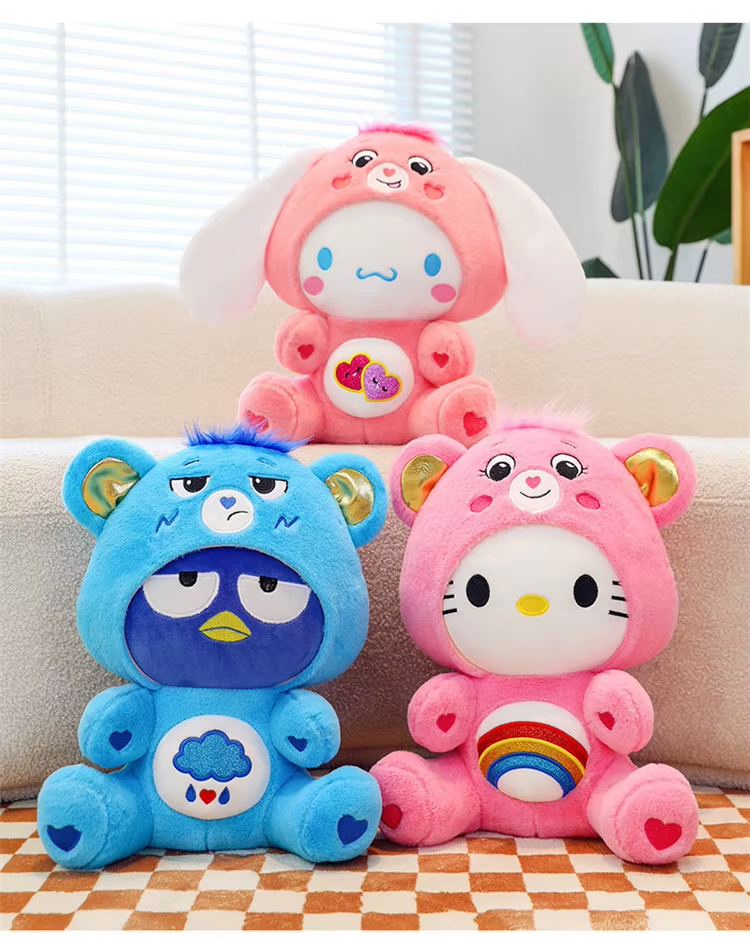 Cartoon Care Bears Cross-Dressing Hello Kitty Big Plush Toy Rainbow Bear Plush Doll Bedroom Pillow Kid Birthday Gift