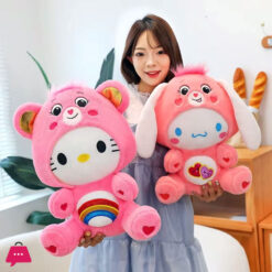 Cartoon Care Bears Cross-Dressing Hello Kitty Big Plush Toy Rainbow Bear Plush Doll Bedroom Pillow Kid Birthday Gift