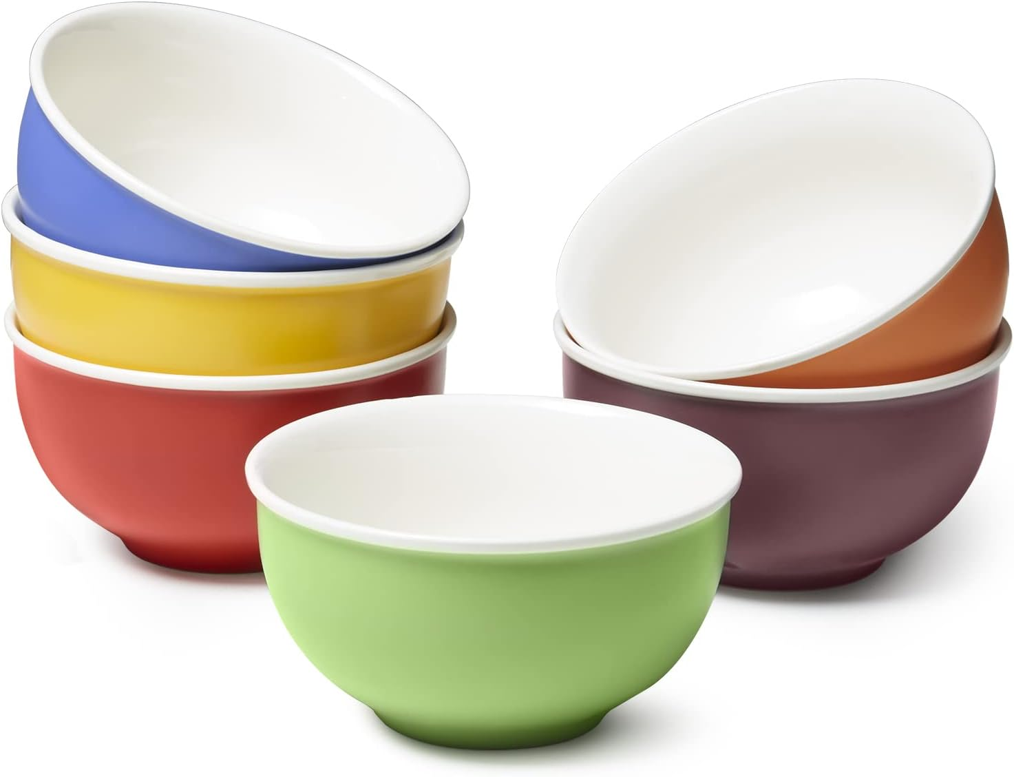 Colorful Ceramic Cereal Bowls - Set Of 6, 24 Oz Soup Bowls, Microwave And Dishwasher Safe
