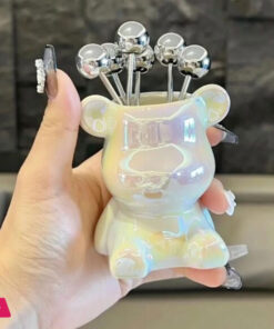 Cute Bear Stainless Steel Dessert Forks For Party Tasting Dessert Fruit Pickle Fruit Pick - Image 4