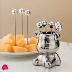 Cute Bear Stainless Steel Dessert Forks For Party Tasting Dessert Fruit Pickle Fruit Pick