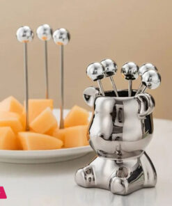 Cute Bear Stainless Steel Dessert Forks For Party Tasting Dessert Fruit Pickle Fruit Pick
