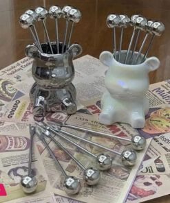 Cute Bear Stainless Steel Dessert Forks For Party Tasting Dessert Fruit Pickle Fruit Pick - Image 2