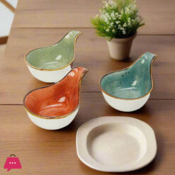 Danny Home Assorted Round Shape Small Dish Set With Handle (3 Piece)