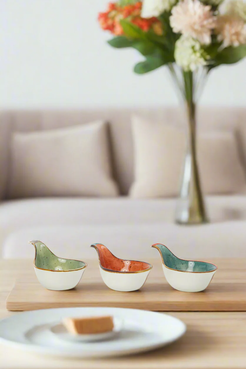 Danny Home Assorted Round Shape Small Dish Set With Handle (3 Piece)