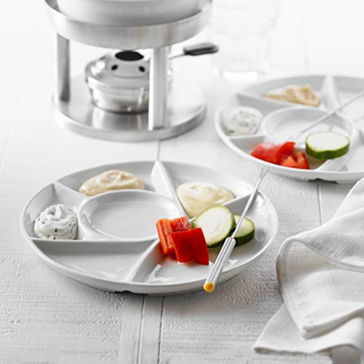 Danny Home Cramic 6 Compartment Snack Divider Tray 2 Pcs Set 9Inch