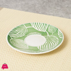 Danny Home Green Leaf Porcelain 200Ml Cup &Amp; Saucer Set Of 6