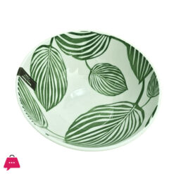 Danny Home Green Leaf Porcelain Deep Plate 8 Inch