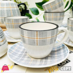 Danny Home Set of 6 Cup & Saucer Checkered Design