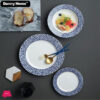 Danny Home White Blue Porcelain 18 Piece Plate Set Dinner Set