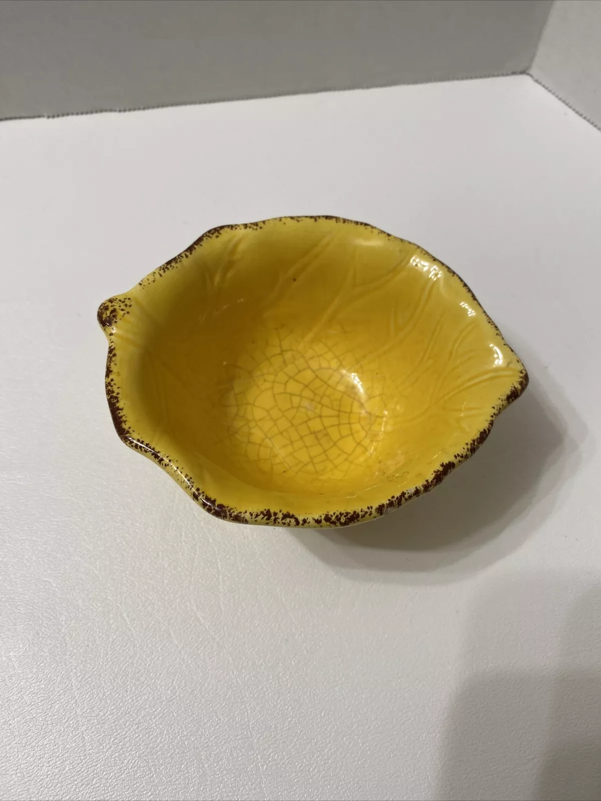 Danny Home Yellow Leaf Vintage Round Dip Dish 4 Inch