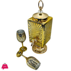 Fancy Golden Square Glassware Water Set with Dispenser