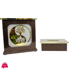 Fancy Wooden Dustbin And Tissue Box Set
