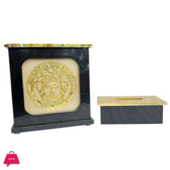 Fancy Wooden Dustbin And Tissue Box Set