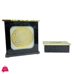 Fancy Wooden Dustbin And Tissue Box Set