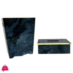 Fancy Wooden Dustbin And Tissue Box Set 2 Pcs