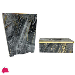 Fancy Wooden Dustbin And Tissue Box Set 2 Pcs