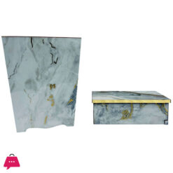 Fancy Wooden Dustbin And Tissue Box Set 2 Pcs