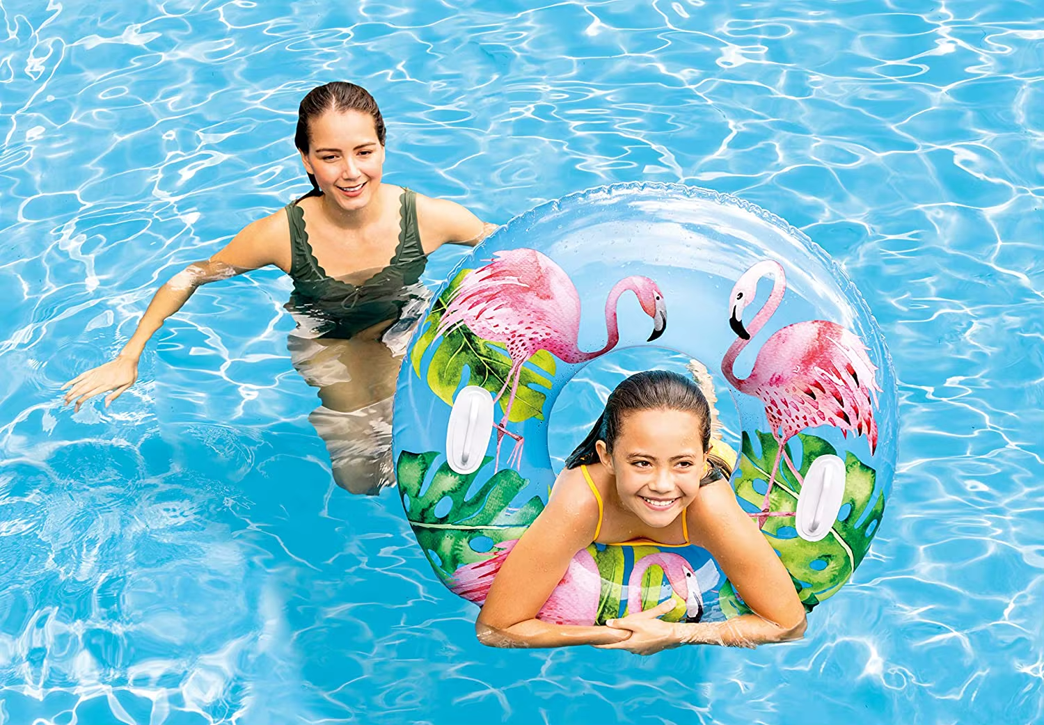 Intex Fun Swim Ring Summer Swimming Pool Transparent Tubes Lush Tropical Tubes