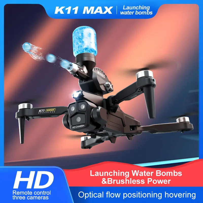 K11 Brushless Motor Drone With Triple Camera And Obstacle Avoidance- New Premium Quality Bubble Splatter Quadcopter Best For Kids Fun
