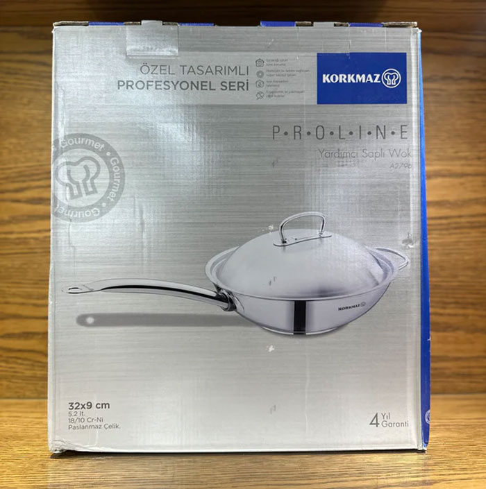 Korkmaz Proline Wok With Auxiliary Handle 32X9Cm