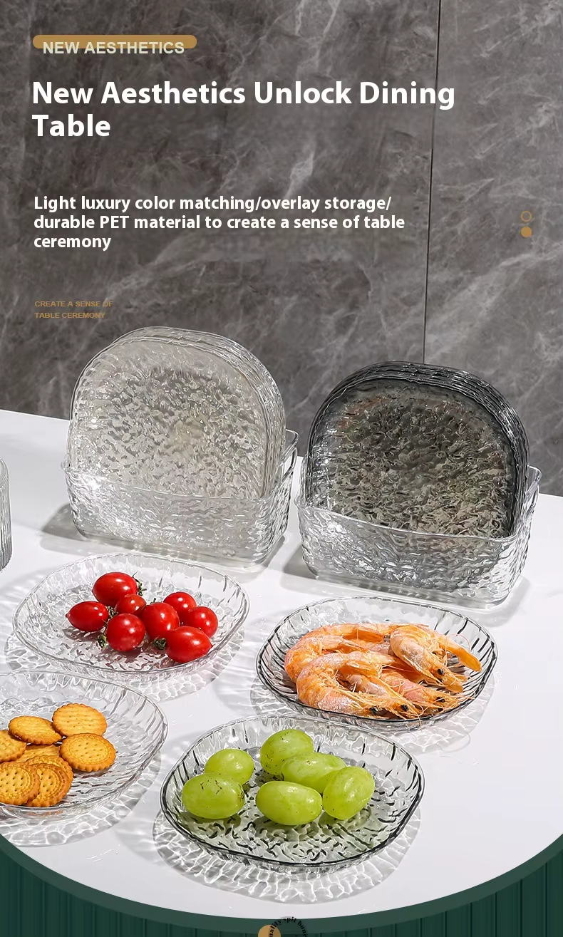 Light Luxury Plastic Plates Fruit Snacks Dried 8 Plate With Stand