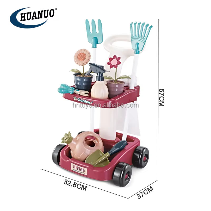 Little Helper 23Pcs Gardening Potting Combination Cart Creative Plant Cleaning Housework Toys
