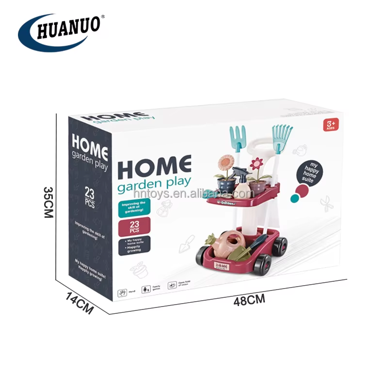 Little Helper 23Pcs Gardening Potting Combination Cart Creative Plant Cleaning Housework Toys