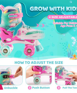 Mermaid Roller Skates Adjustable Light Up Roller Skates For Girls Purple &Amp; Pink Kids Roller Skates Indoor Outdoor - Image 3