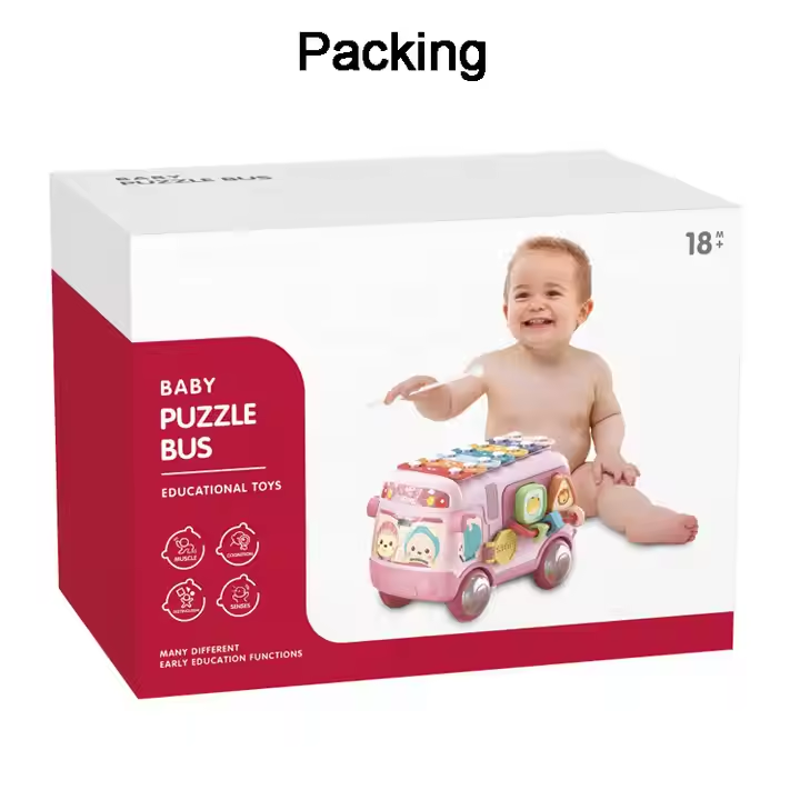 Multifunction School Bus Toy Xylophone Baby Musical Instrument Knock Organ Shape Match And Rattles Set Baby Toys