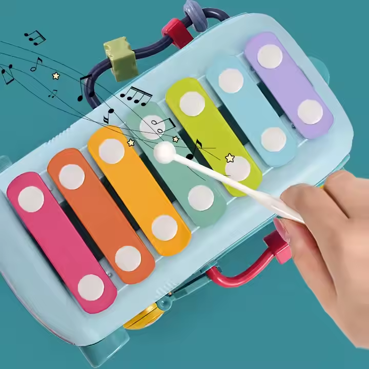 Multifunction School Bus Toy Xylophone Baby Musical Instrument Knock Organ Shape Match And Rattles Set Baby Toys