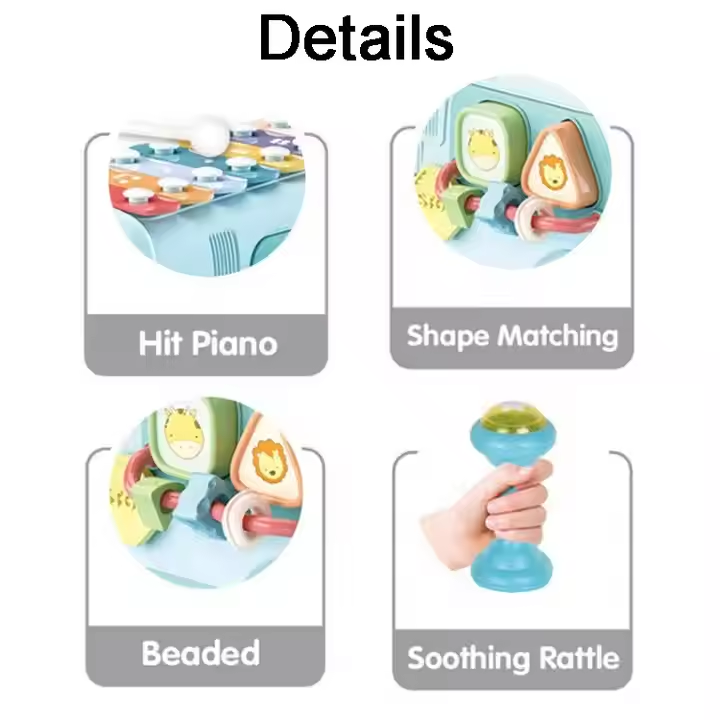 Multifunction School Bus Toy Xylophone Baby Musical Instrument Knock Organ Shape Match And Rattles Set Baby Toys