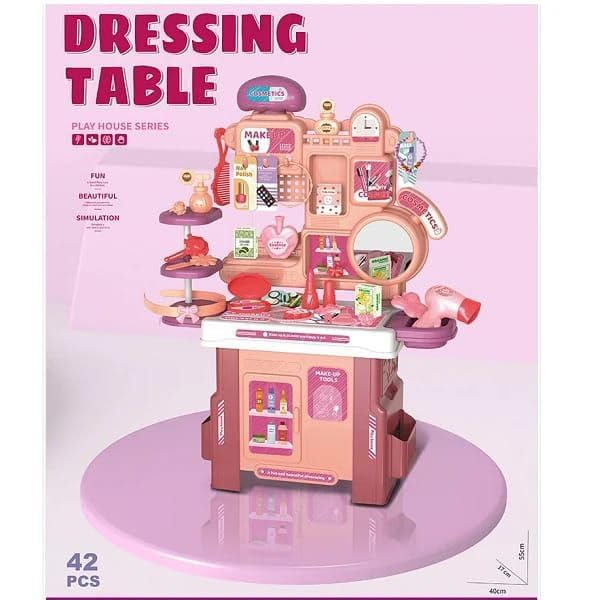 Plastic Prented Play 42 Pcs Kids Vanity Table Toys Pretend Makeup Toys Fashion Set Toy Table Beauty Saloon Play Set For Girls