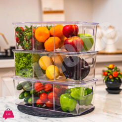 Refrigerator Organizer Set of 3 Kitchen Compartment Containers