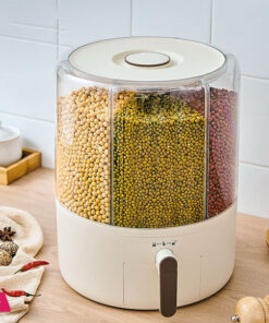 Rotating Grain Rice Storage Large Capacity Compact Design Plastic 10kg Capacity