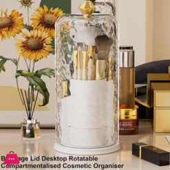 Rotating Makeup Organizers Makeup Brush Holder Cosmetic Storage Holder With Lid Cosmetic Display Case