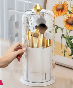 Rotating Makeup Organizers Makeup Brush Holder Cosmetic Storage Holder With Lid Cosmetic Display Case