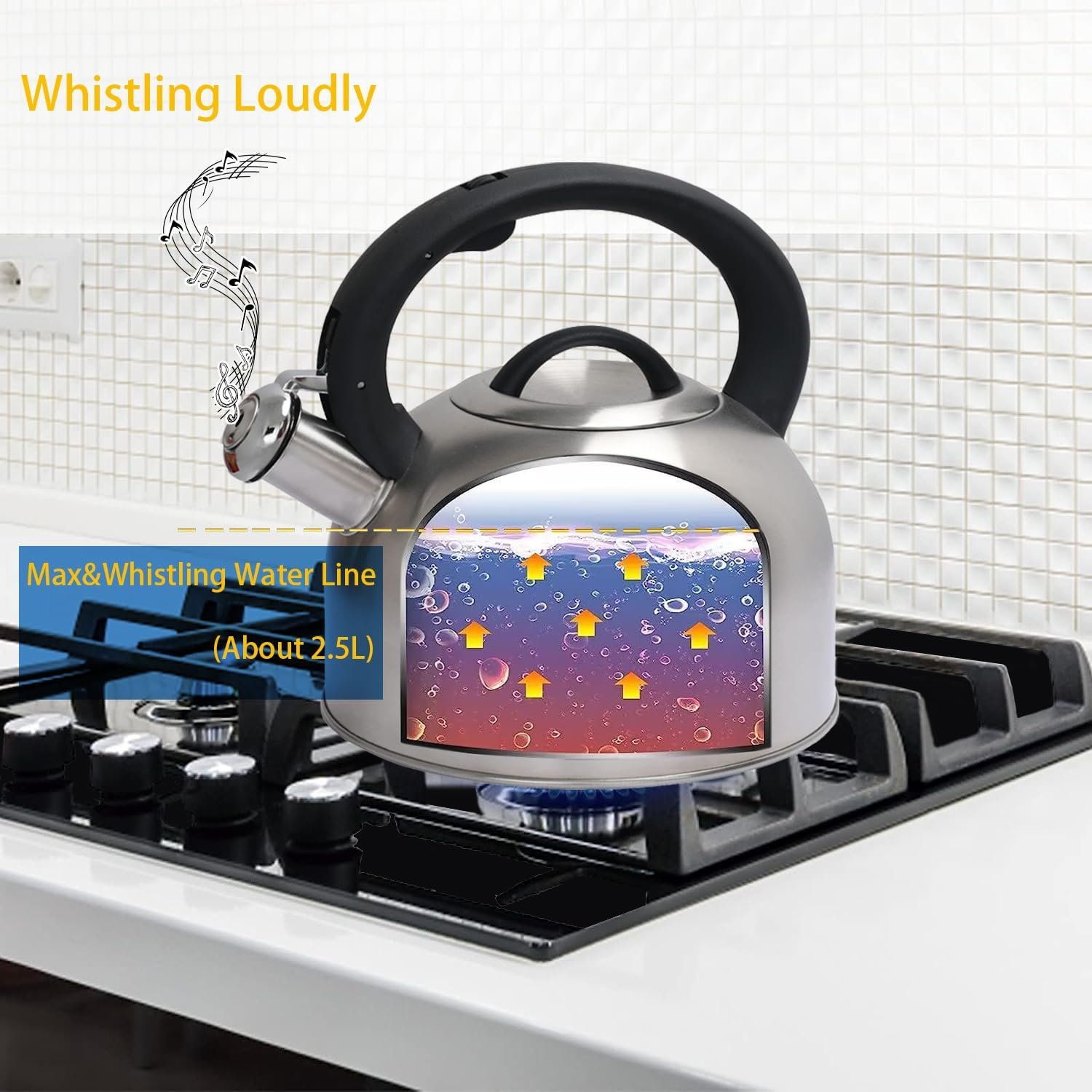 Quart Whistling Tea Kettle Stainless Steel Teapot