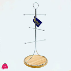 Stainless Steel Mug Stand with Wood Base