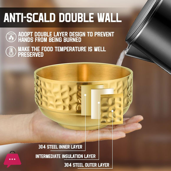 Stainless Steel Salad Rice Bowls Heat Insulation Anti-Scald Ramen Soup Rice Noodle Bowl 11.5Cm 3 Stainless Steel Salad Rice Bowls Heat Insulation Anti-Scald Ramen Soup Rice Noodle Bowl 11.5Cm