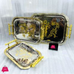 Stainless Steel Serving Tray with Handles 3 Sizes Set