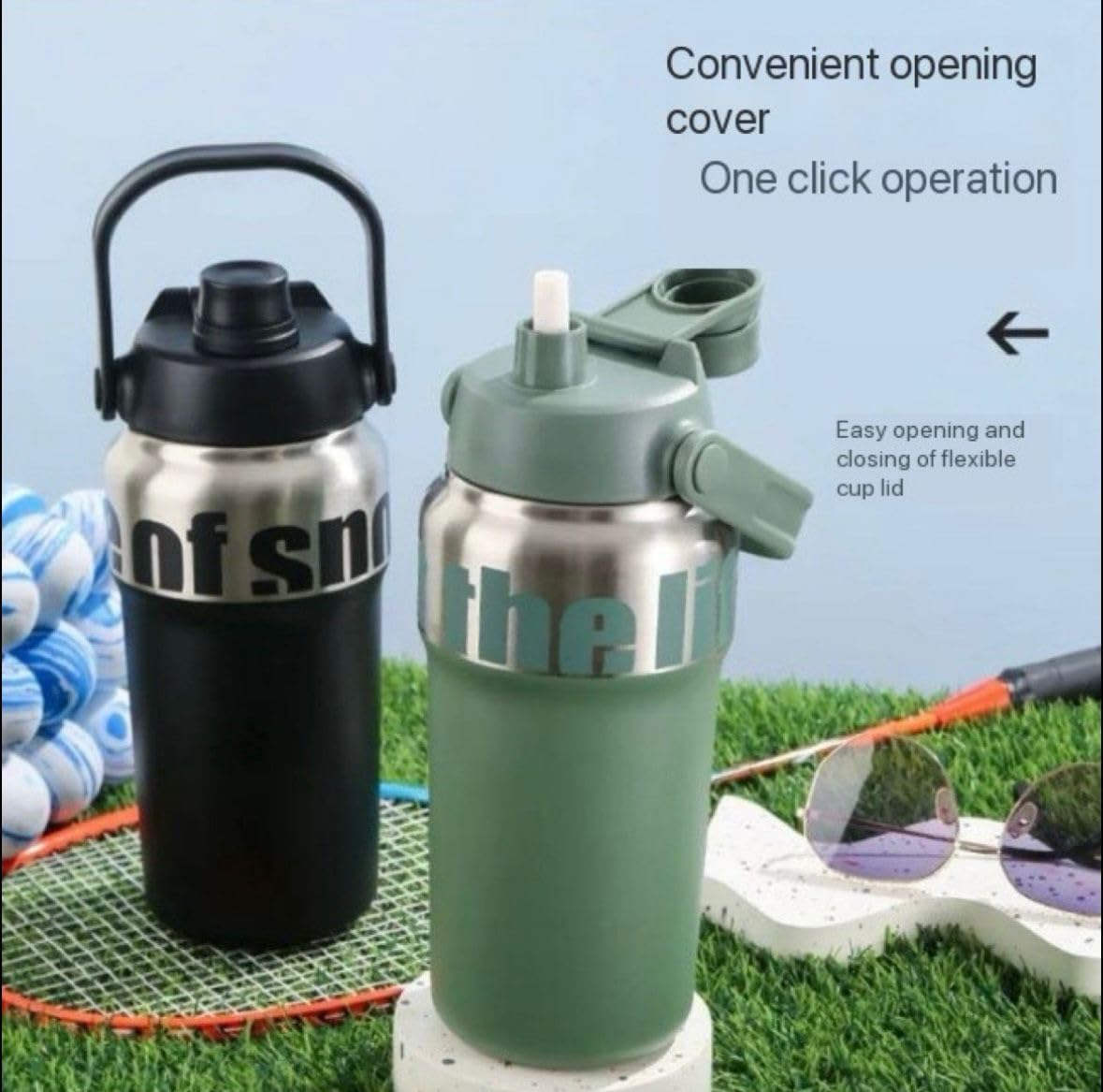 Stainless Steel Tumbler With Straw, Vacuum Insulated Water Bottle Life Traver Bottle 2.1 L