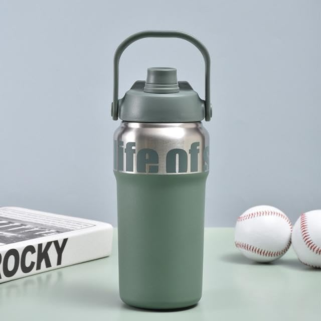 Stainless Steel Tumbler With Straw, Vacuum Insulated Water Bottle Life Traver Bottle 2.1 L