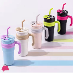 Stainless Steel Water Bottle with Handle and Straw Cold Drink Bottle Believe Me Quencer 1250ML