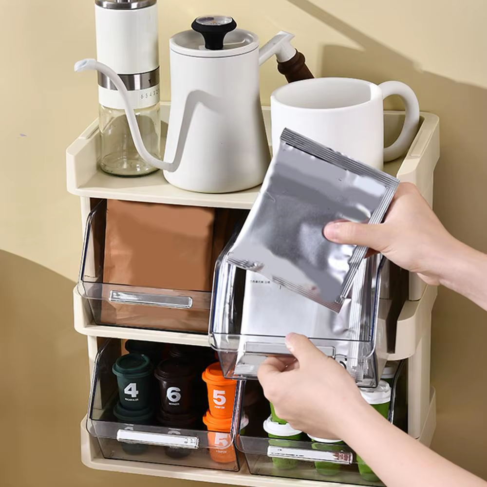 Tea Bag Shelf Organizer Coffee Pod Organizer Large Capacity Tea Bag Holder Two Layers