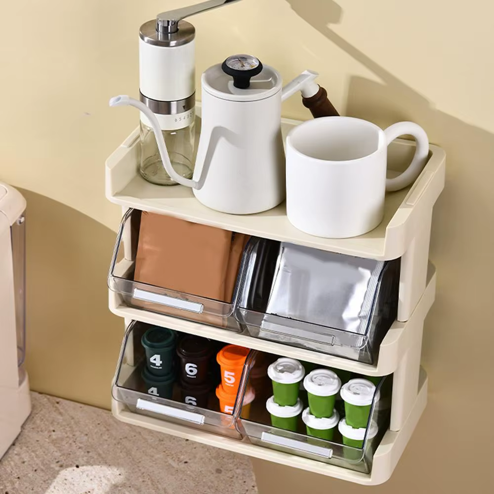 Tea Bag Shelf Organizer Coffee Pod Organizer Large Capacity Tea Bag Holder Two Layers