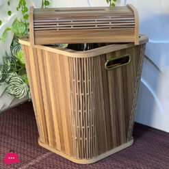 Wood Dustbin &Amp; Tissue Box Set