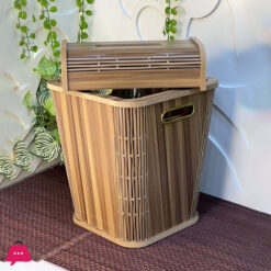 Wood Dustbin & Tissue Box Set