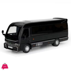 1:32 Coaster Car Toys Model Diecast Alloy Bus Sound Light Pull Back Doors Can Opened Metal Body Rubber Tires Toy